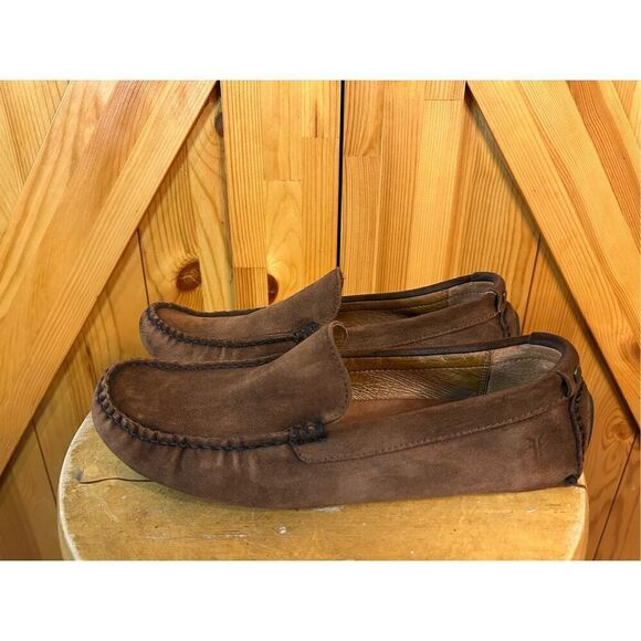 Frye Men's Driving Brown Suede Loafers Shoes sz 8 - Picture 1 of 8